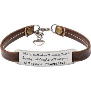 Leather Bracelet for Women Teens Christian Engraved Ornament Jewelry Gift